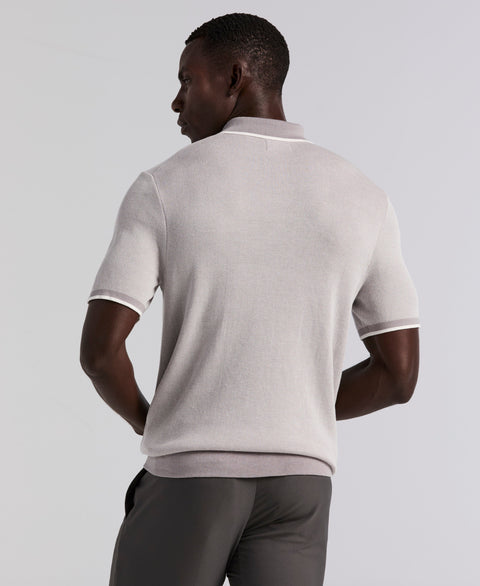 Bi-Color Stitch Zip Polo (Chiseled Stone) 