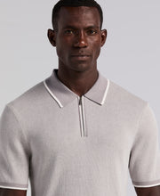 Bi-Color Stitch Zip Polo (Chiseled Stone) 