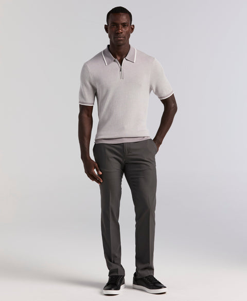 Bi-Color Stitch Zip Polo (Chiseled Stone) 