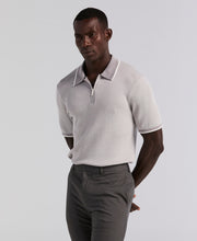 Bi-Color Stitch Zip Polo (Chiseled Stone) 