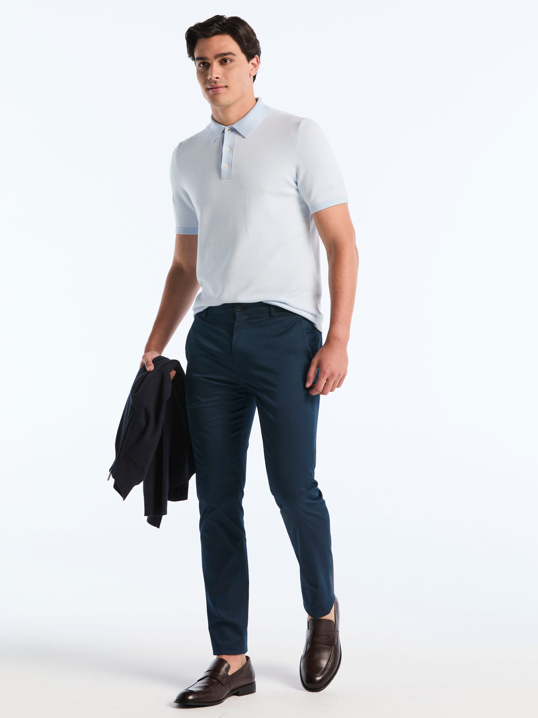 Short Sleeve Bi-Color Tech 3-Button Polo Sweater (Kentucky Blue) 