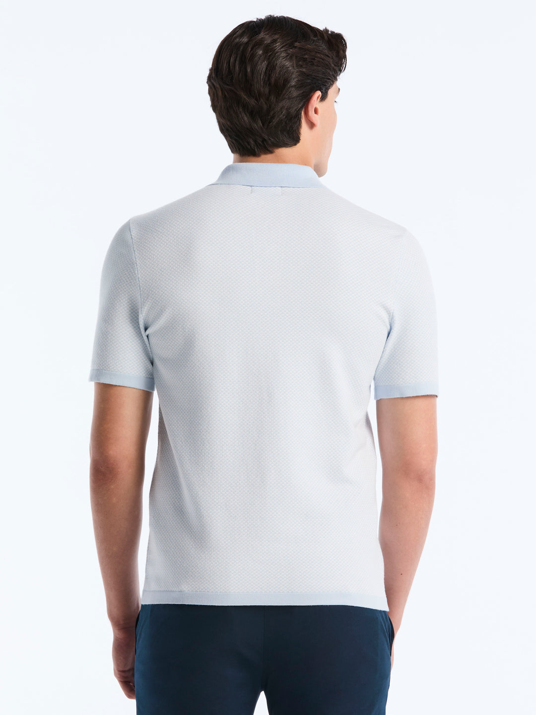 Short Sleeve Bi-Color Tech 3-Button Polo Sweater (Kentucky Blue) 
