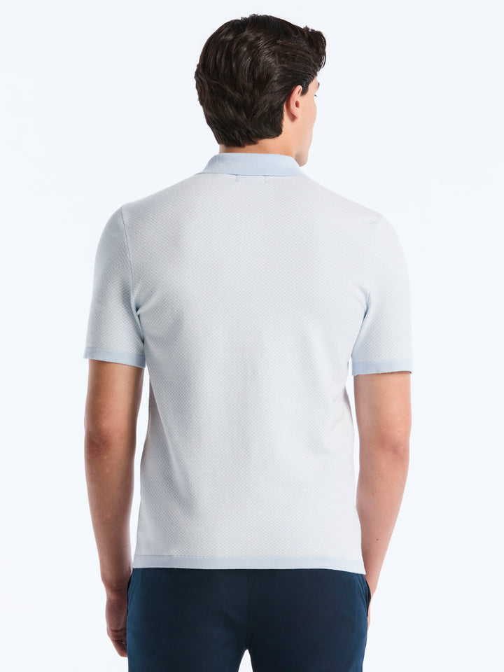 Short Sleeve Bi-Color Tech 3-Button Polo Sweater (Kentucky Blue) 