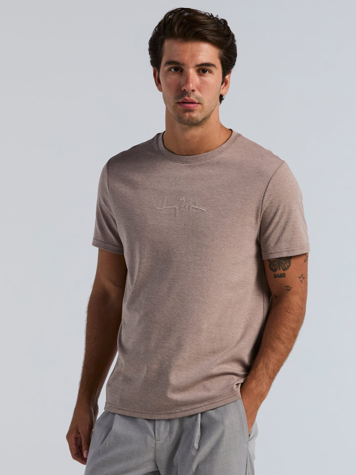 Bold Signature Crew Neck Tee (Vicuna Heather) 