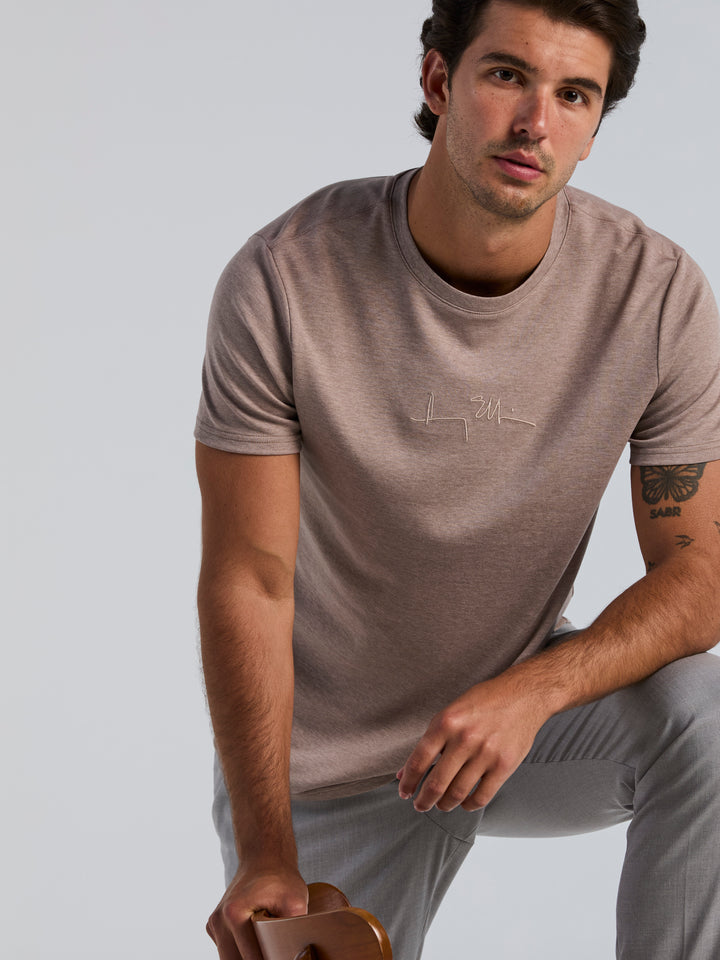 Bold Signature Crew Neck Tee (Vicuna Heather) 