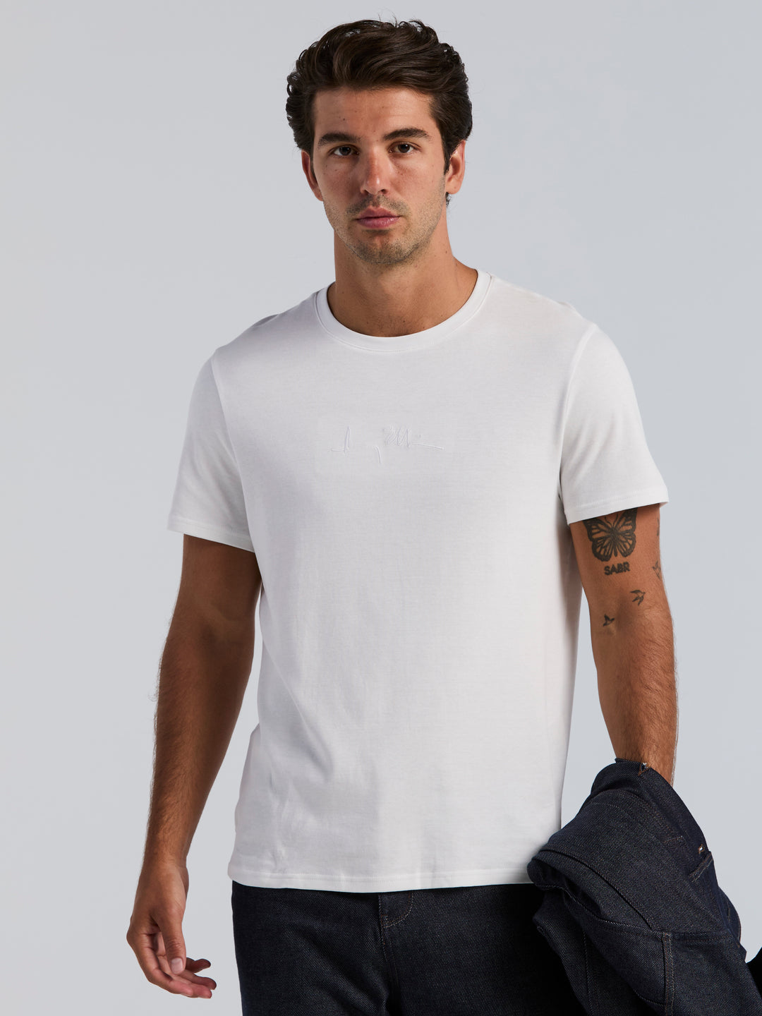 Bold Signature Crew Neck Tee (Bright White) 