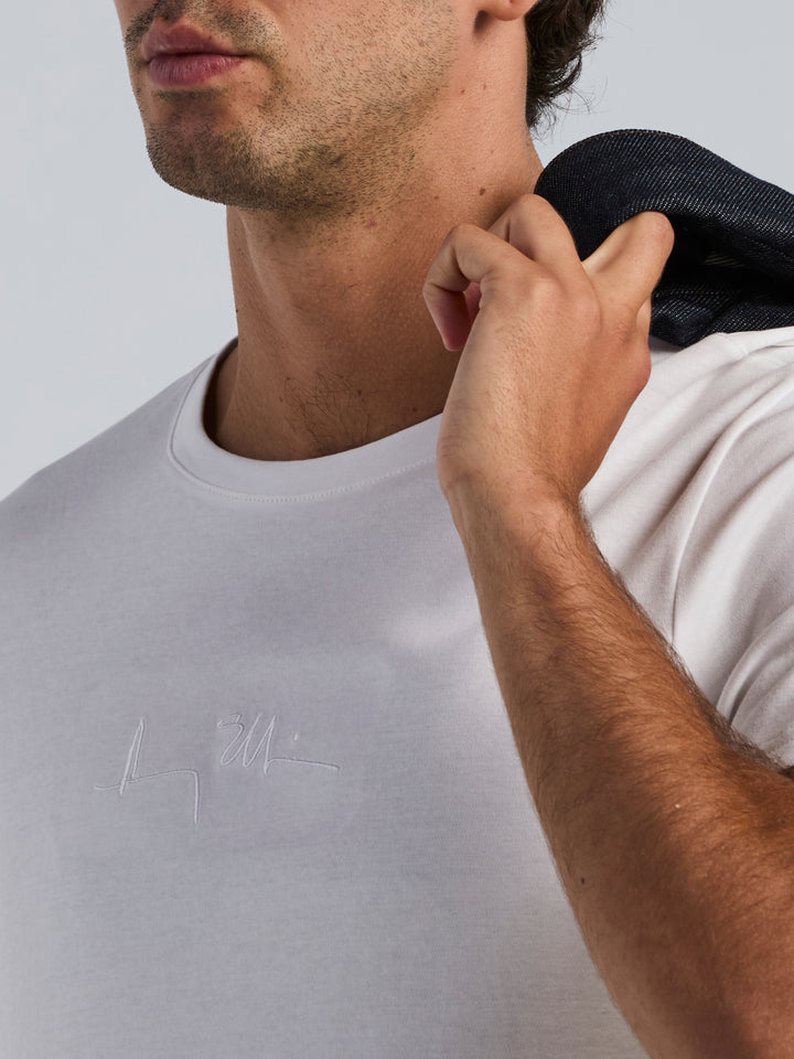 Bold Signature Crew Neck Tee (Bright White) 
