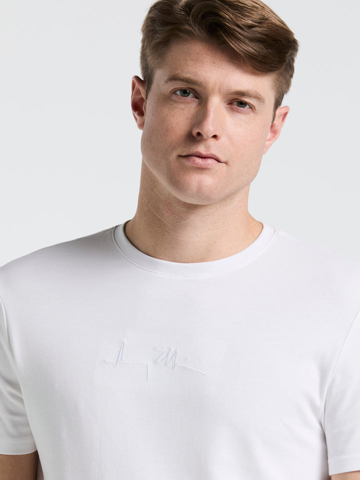 Bold Signature Crew Neck Tee (Bright White) 