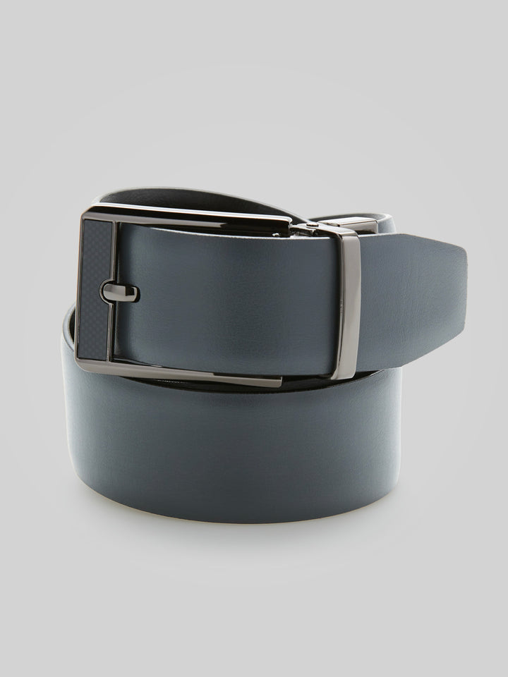 Carbon Black Leather Belt with Silver Buckle (Blk20) 