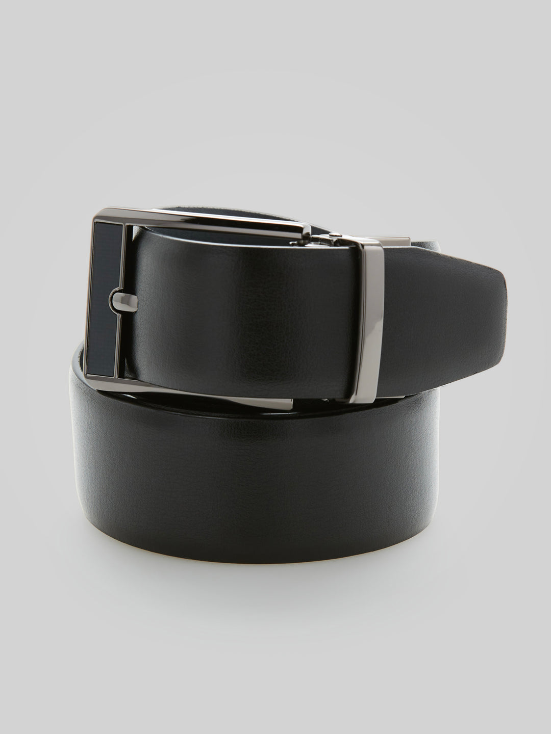 Carbon Black Leather Belt with Silver Buckle (Blk20) 