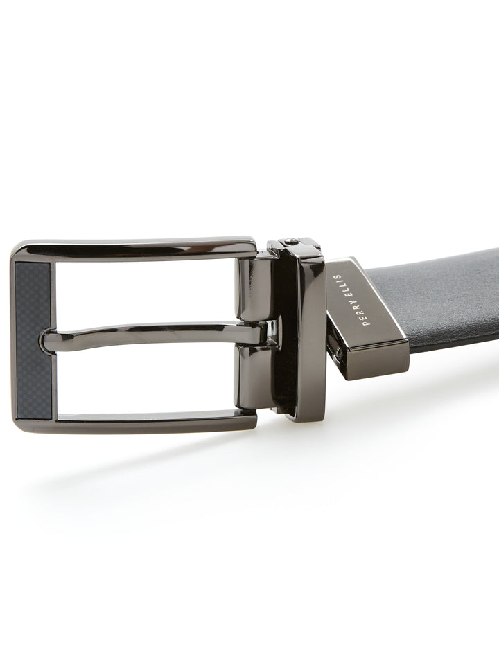 Carbon Black Leather Belt with Silver Buckle (Blk20) 