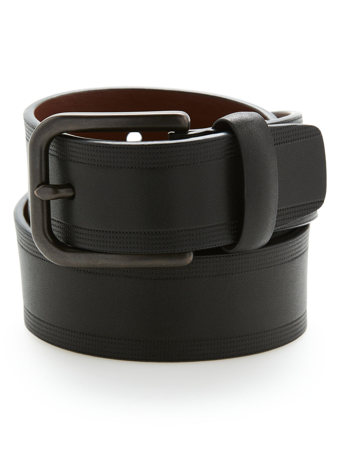 Casual Leather Belt with Embossed Pattern (Blk) 