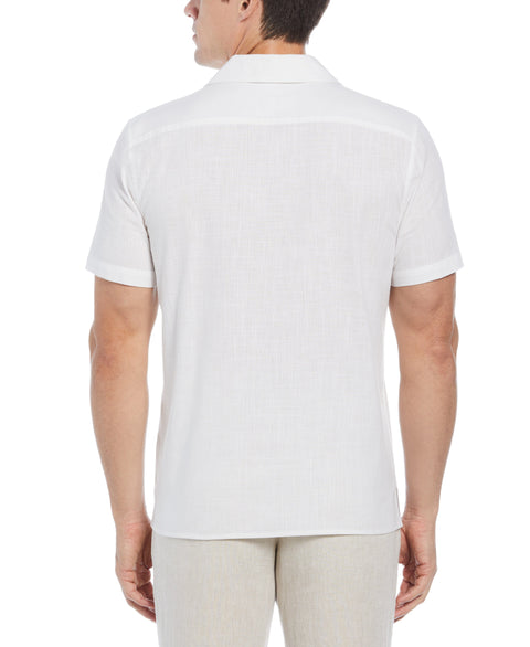 Short Sleeve Chain Stitch Cotton Shirt (Bright White) 