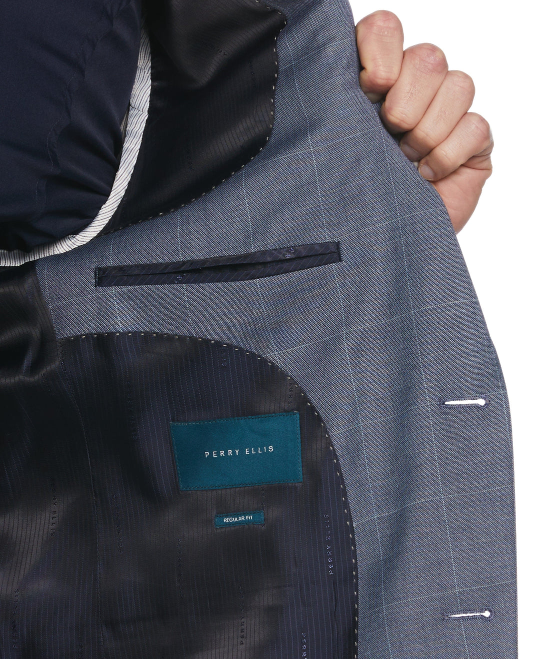 Gray Plaid Suit Jacket (Denim) 