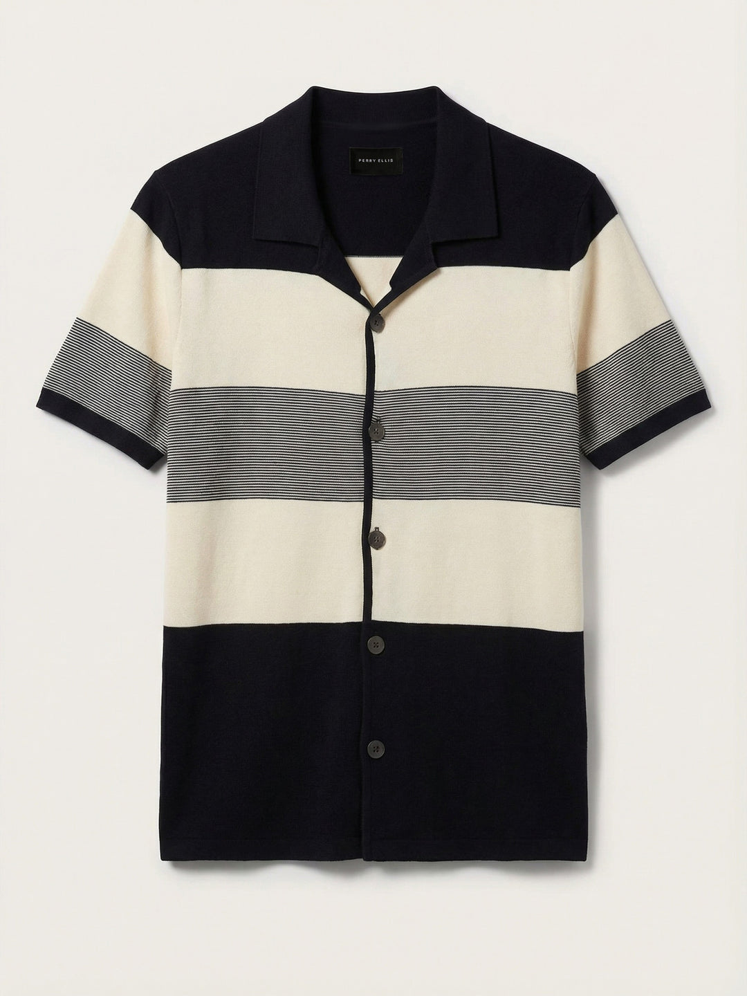 Men's Short Sleeve Button Front Sweater (Dark Sapphire) 