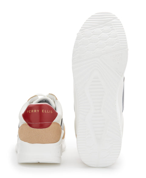 Sneaker Canvas (White/Beige/Navy/Red) 