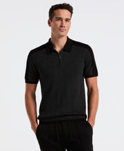 Short Sleeve Zip Polo Shirt (Dark Black Htr) 