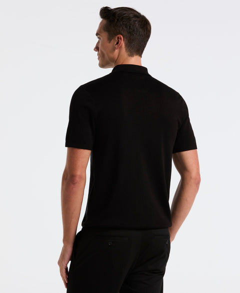Short Sleeve Zip Polo Shirt (Dark Black Htr) 