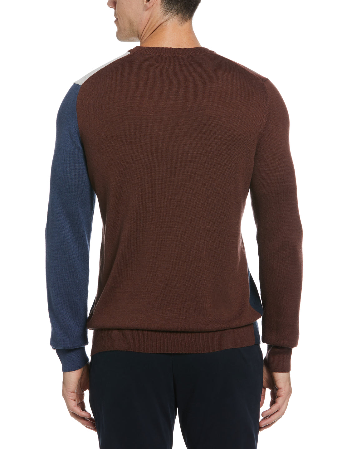 Color Block V-Neck Sweater (Dark Sapphire) 