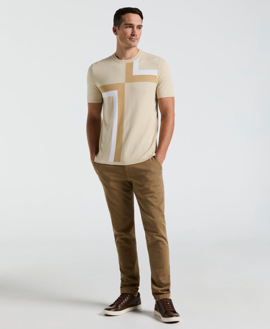 Colorblock Crewneck Sweater Tee (Castle Wall) 