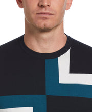 Short Sleeve Colorblock Crewneck Sweater (Dark Sapphire) 