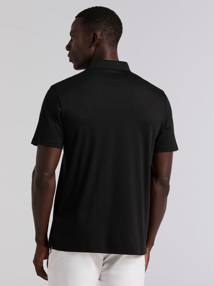 Cotton Textured Knit Polo Shirt (Black) 