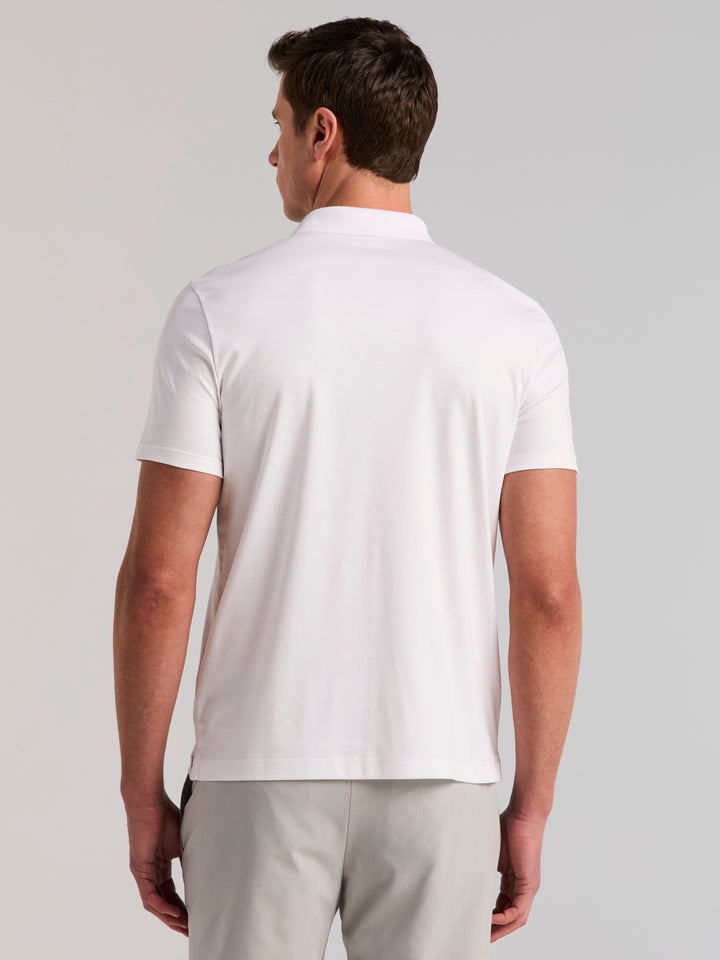 Cotton Textured Knit Polo Shirt (Bright White) 