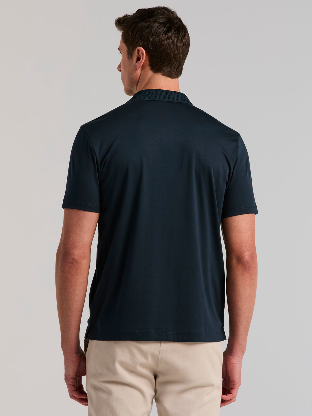 Cotton Textured Knit Polo Shirt (Dark Sapphire) 