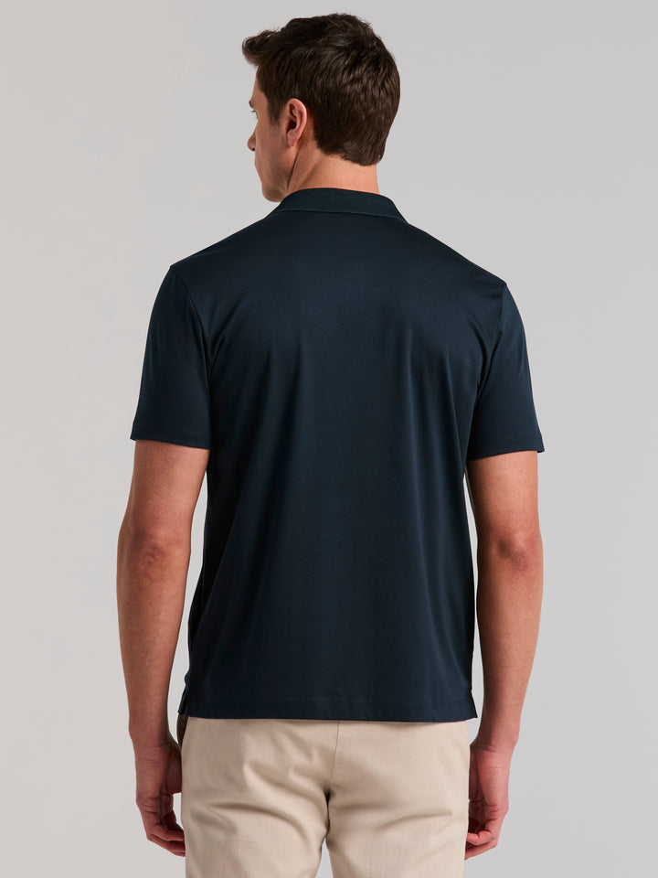Cotton Textured Knit Polo Shirt (Dark Sapphire) 