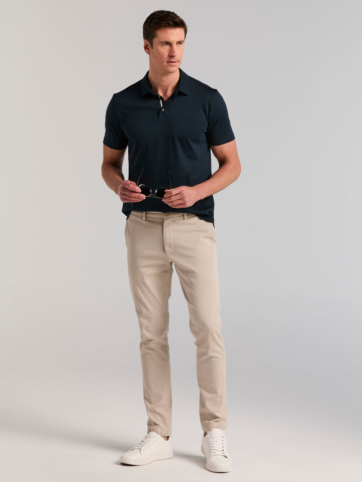 Cotton Textured Knit Polo Shirt (Dark Sapphire) 
