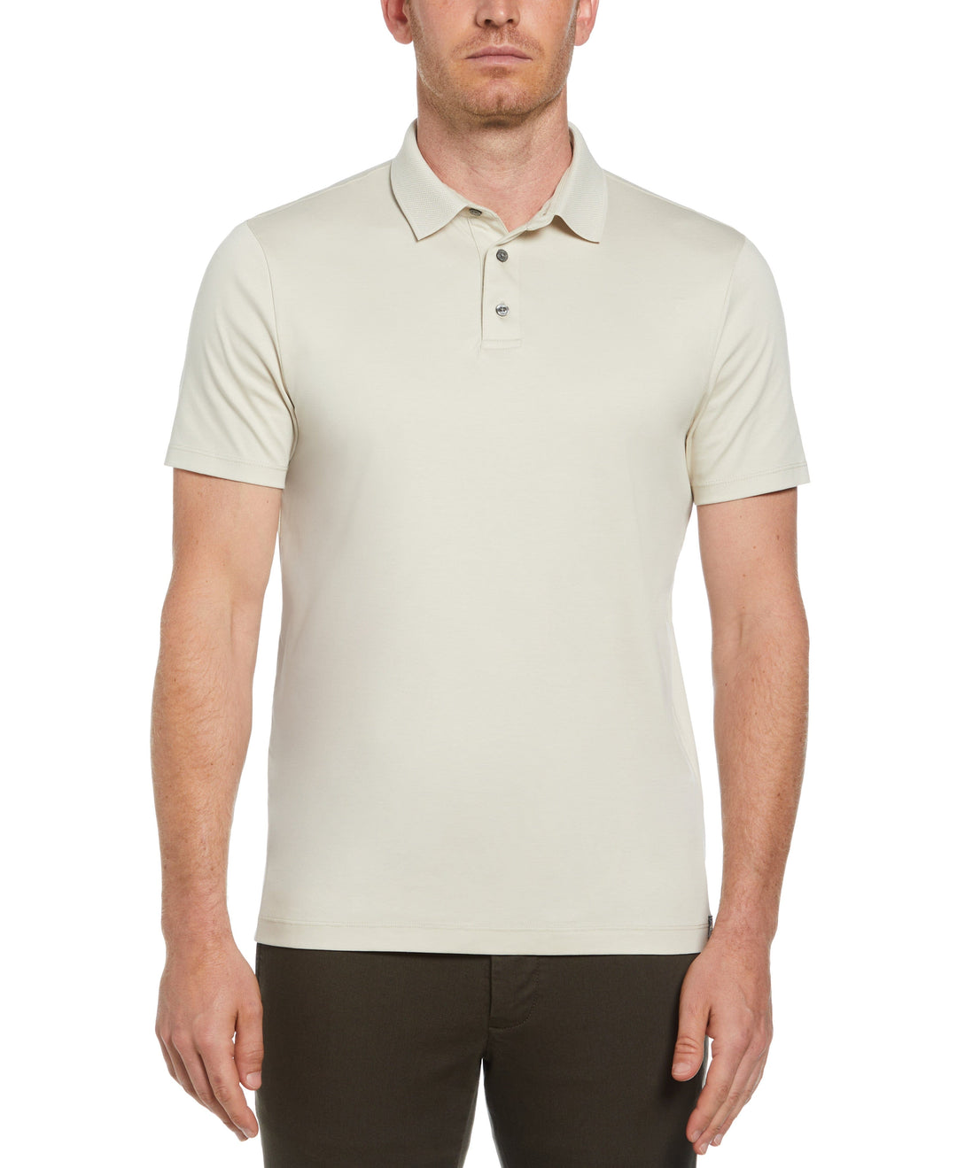Cool Interlock Textured Collar Polo (Almond Milk) 