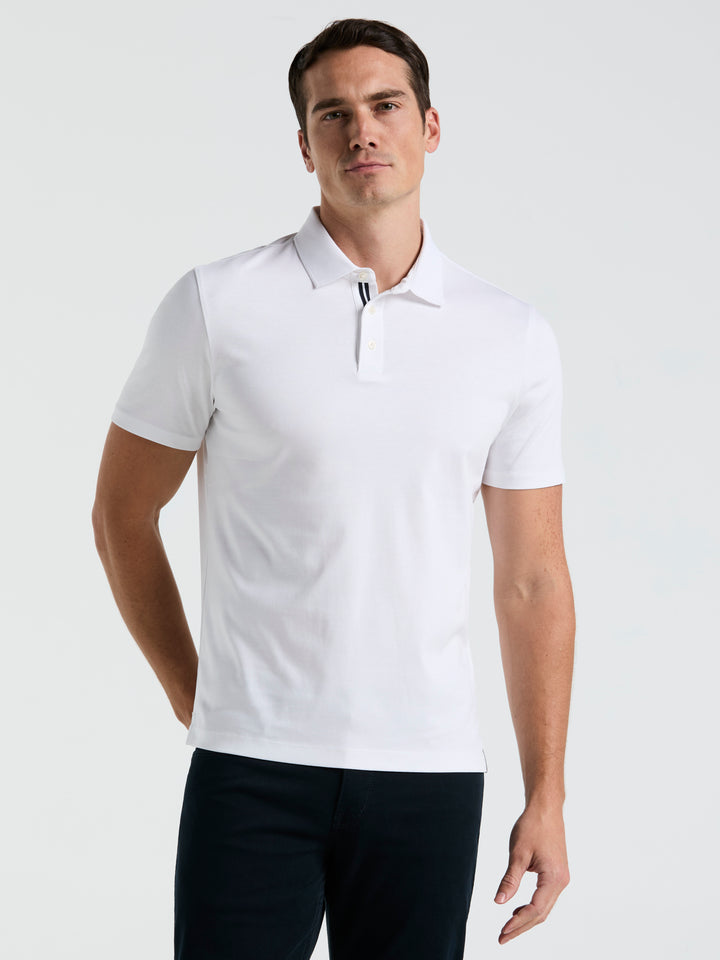 Cotton Textured Knit Polo Shirt (Bright White) 