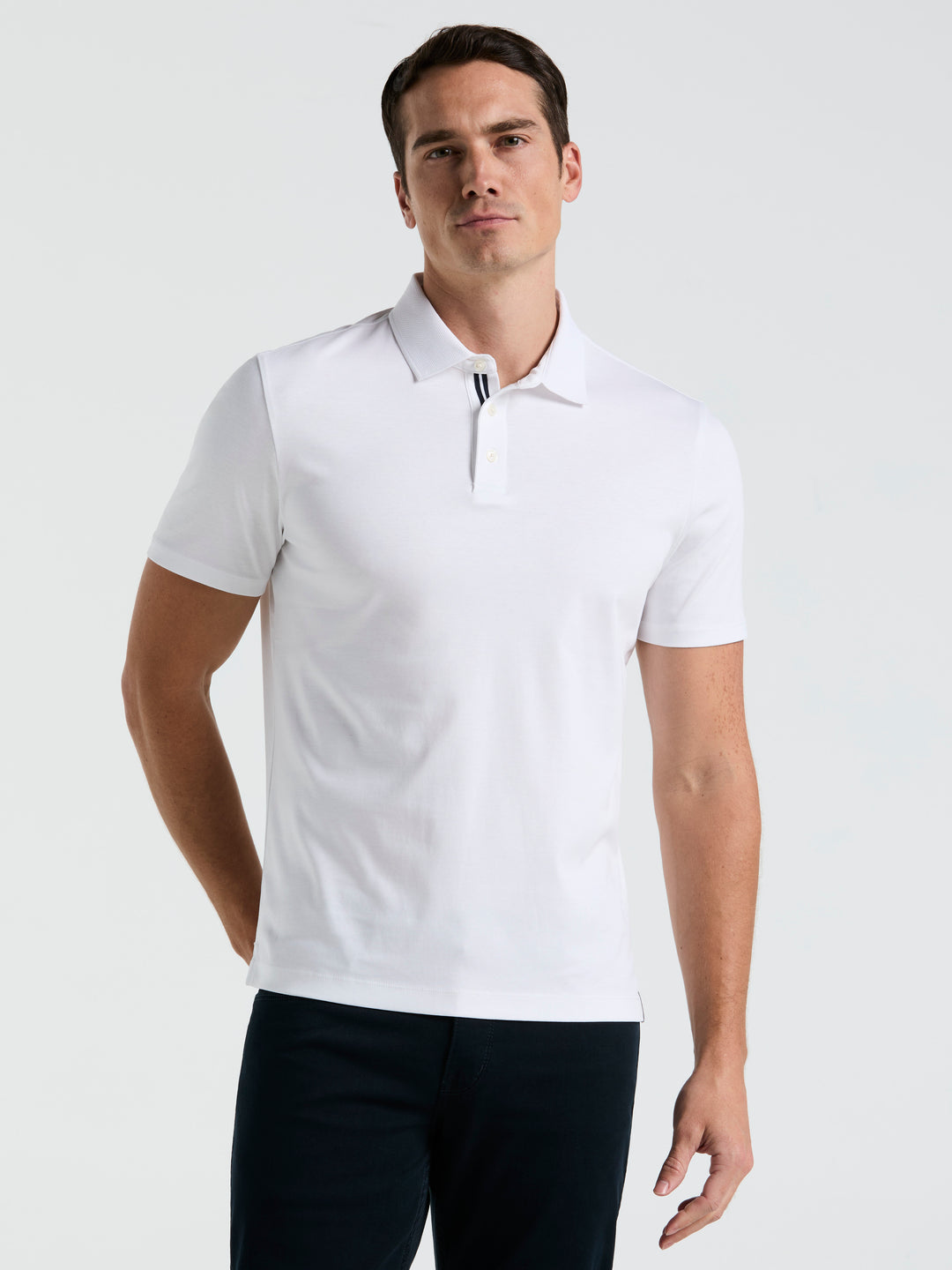 Cotton Textured Knit Polo Shirt (Bright White) 
