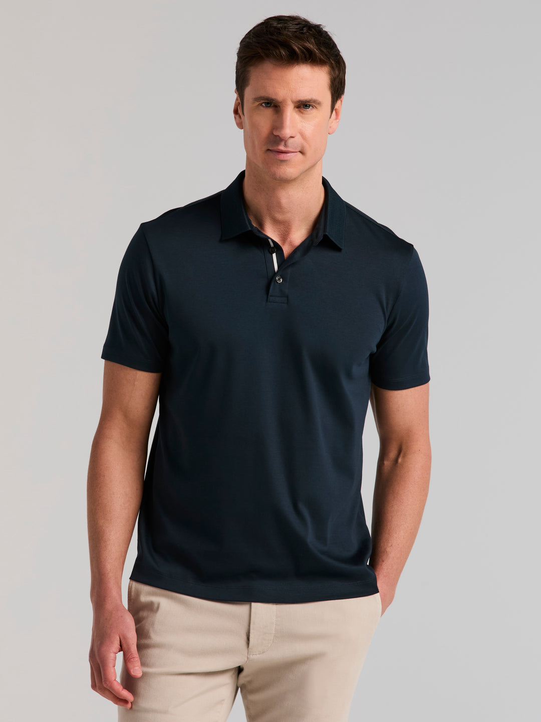 Cotton Textured Knit Polo Shirt (Dark Sapphire) 