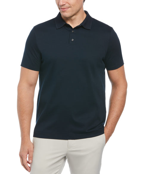 Cotton Textured Knit Polo Shirt (Dark Sapphire) 