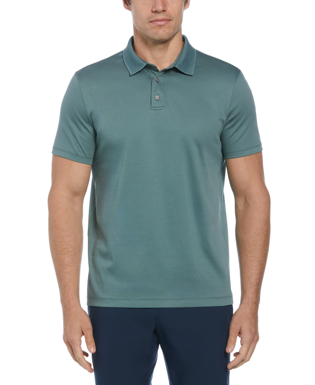 Cool Interlock Textured Collar Polo (North Atlantic) 