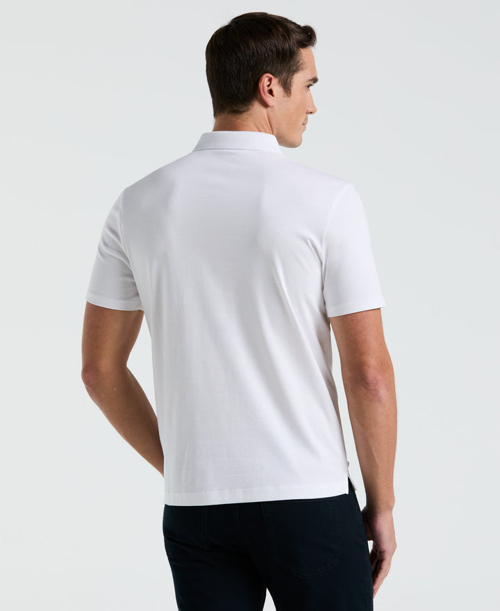 Cotton Textured Knit Polo Shirt (Bright White) 