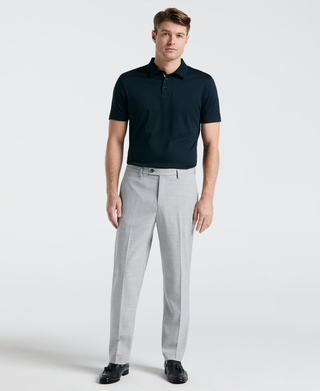 Cotton Textured Knit Polo Shirt (Dark Sapphire) 