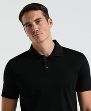 Cotton Textured Knit Polo Shirt (Black) 