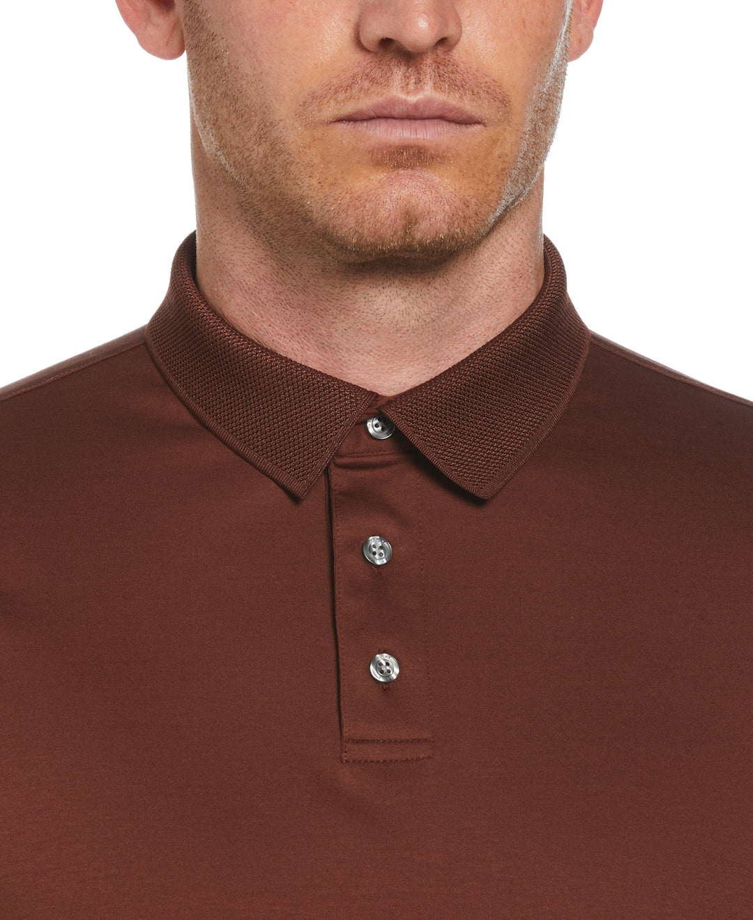 Cool Interlock Textured Collar Polo (Rum Raisin) 