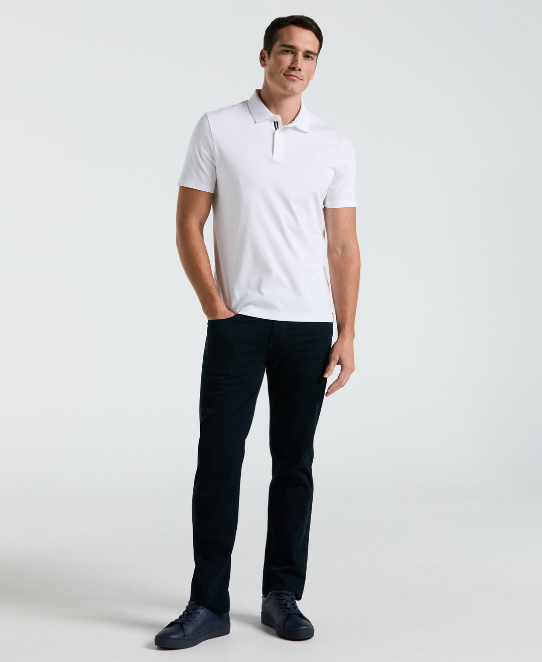 Cotton Textured Knit Polo Shirt (Bright White) 