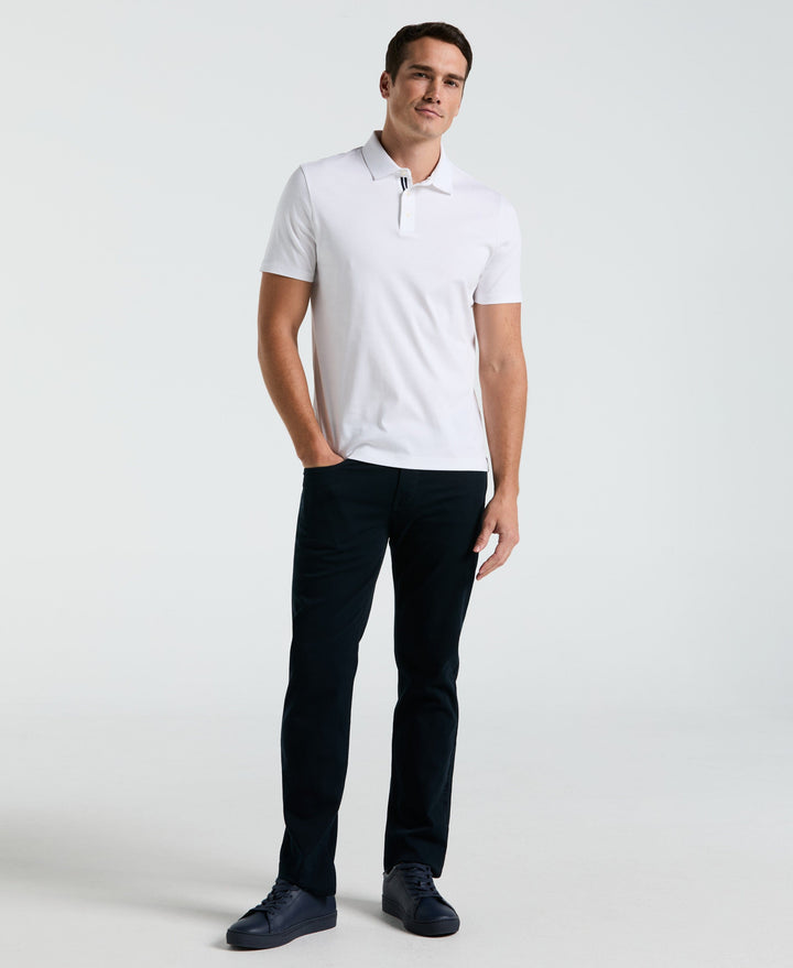 Cotton Textured Knit Polo Shirt (Bright White) 