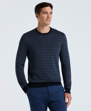 Cotton Blend Geo Jacquard Crew Neck Sweater (Vintage Indigo) 