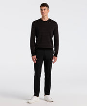 Cotton Blend Geo Jacquard Crew Neck Sweater (Black) 