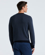 Cotton Blend Geo Jacquard Crew Neck Sweater (Vintage Indigo) 