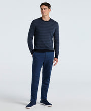 Cotton Blend Geo Jacquard Crew Neck Sweater (Vintage Indigo) 