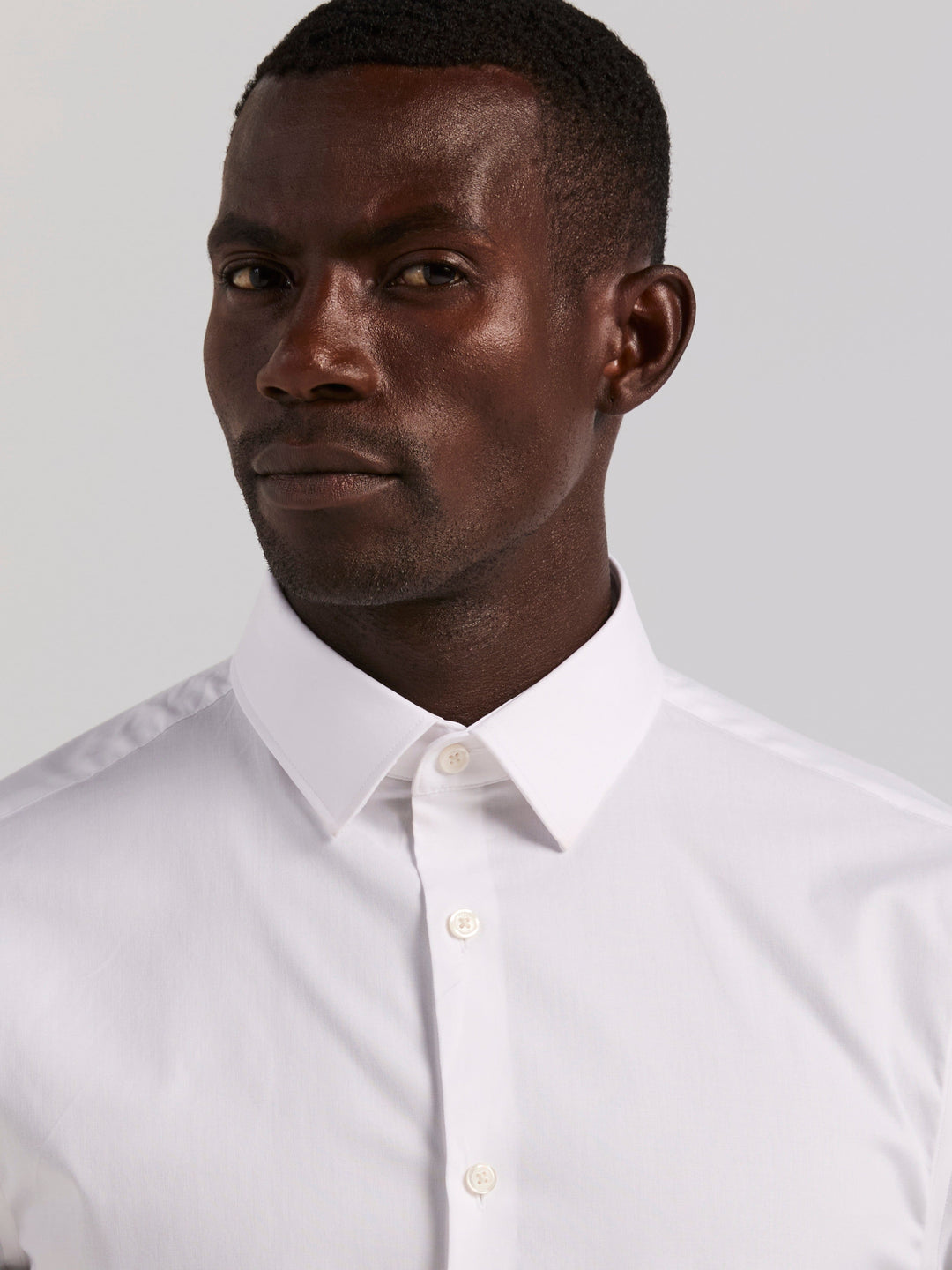 Cotton Dobby Slim Fit Long Sleeve Dress Shirt (Bright White) 