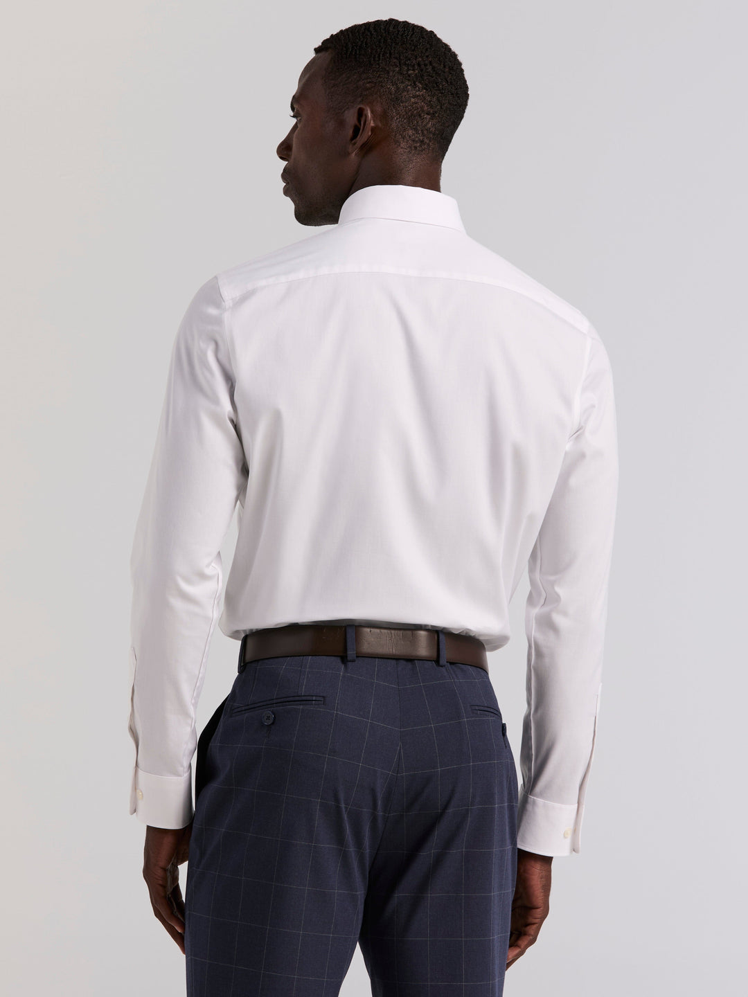 Cotton Dobby Slim Fit Long Sleeve Dress Shirt (Bright White) 