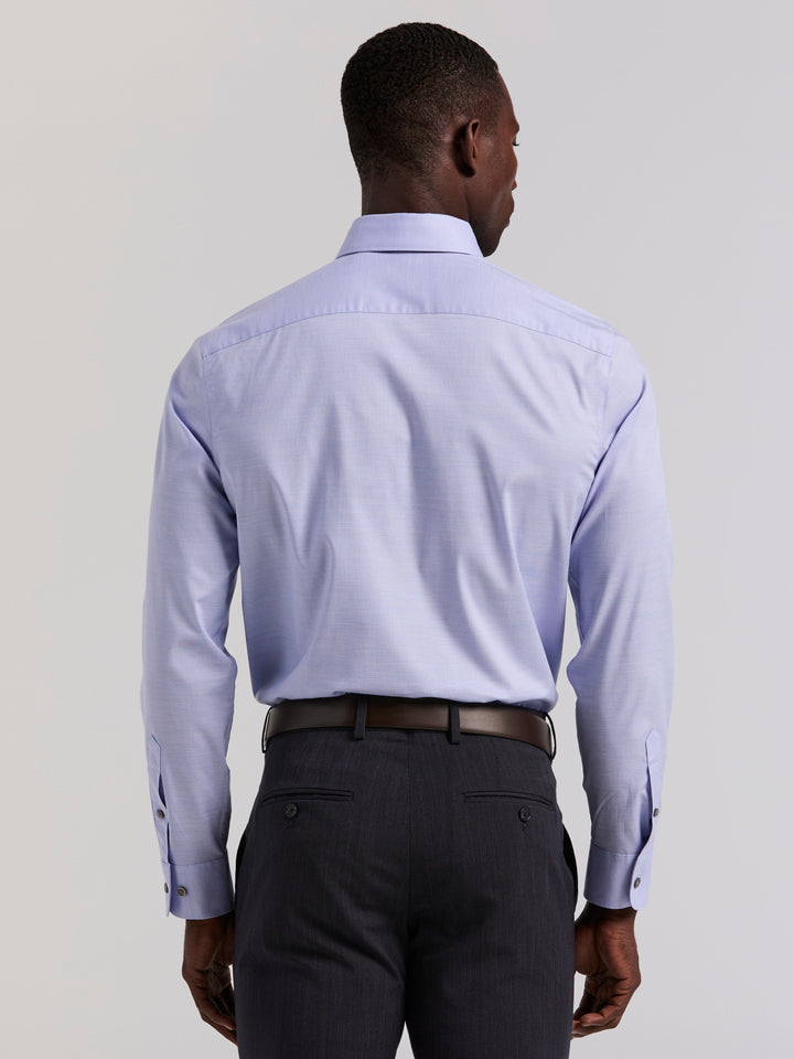 Cotton Dobby Slim Fit Long Sleeve Dress Shirt (Vista Blue) 