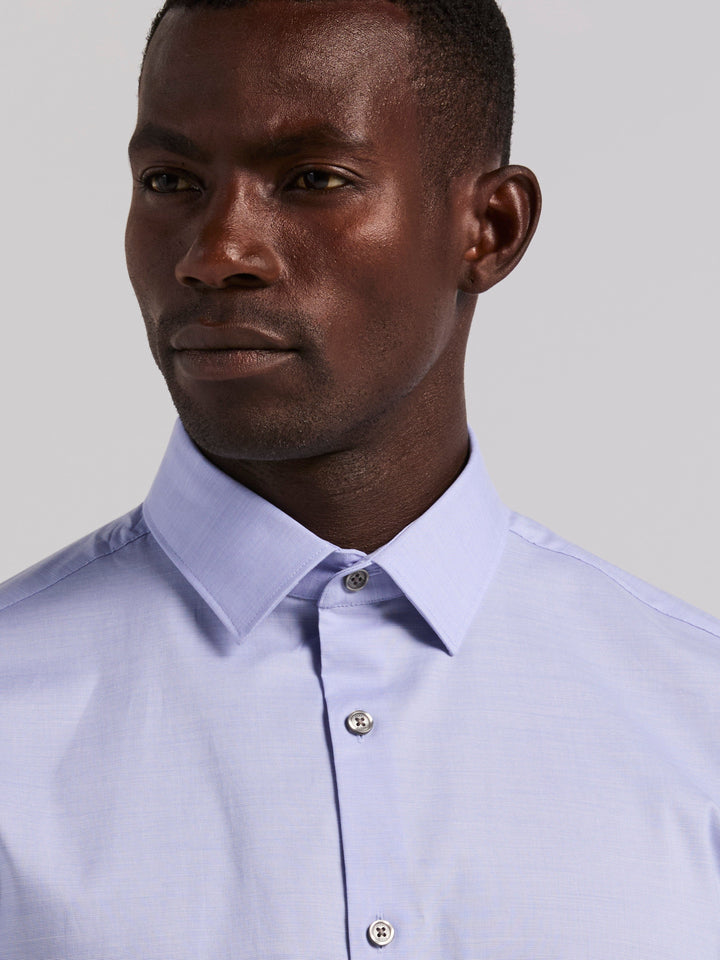 Cotton Dobby Slim Fit Long Sleeve Dress Shirt (Vista Blue) 